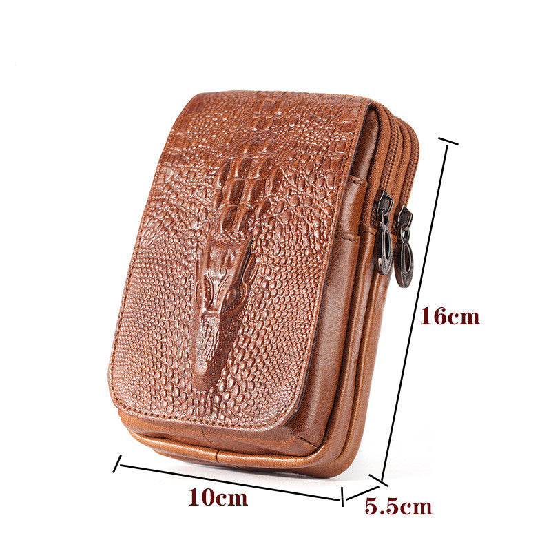 Leather Men&#39;s Mobile Phone Pockets Vertical Multi-function