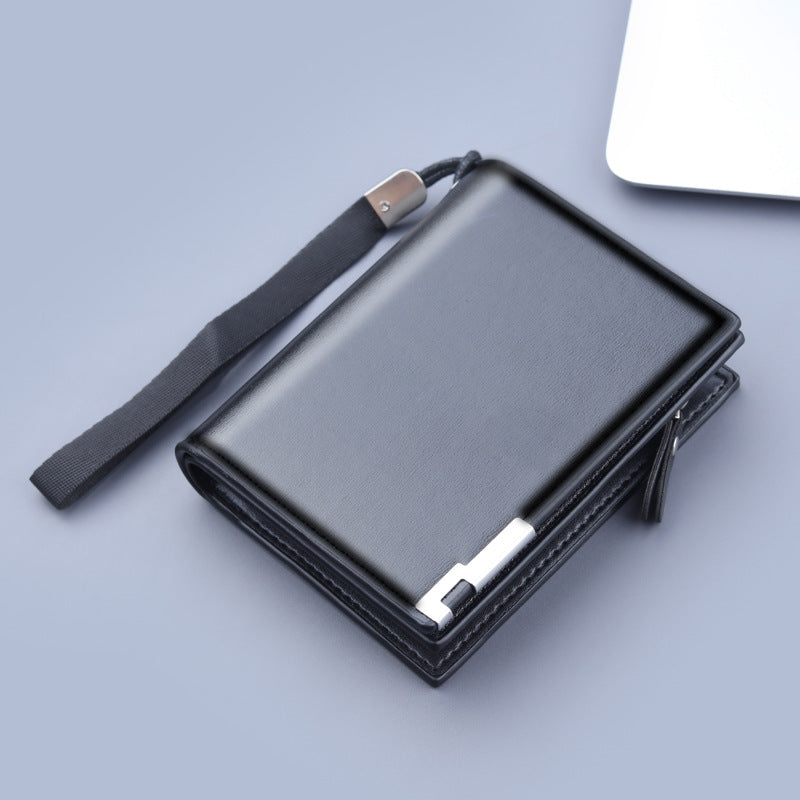Men&#39;s Zipper Wallet Men&#39;s Large Capacity Three Fold
