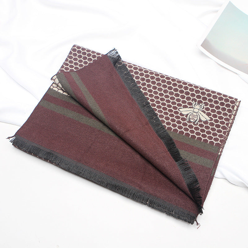 Men&#39;s Fashion Versatile Thickened Brushed Plaid Scarf