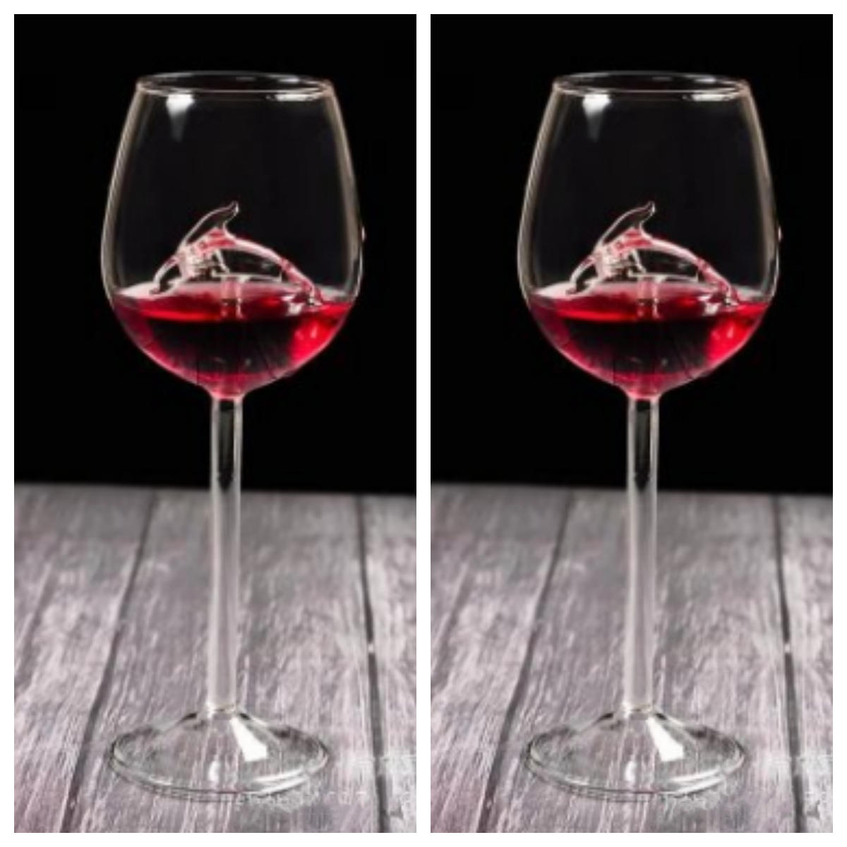 Sea Horse Starfish Dolphin Red Wine Glass Cup