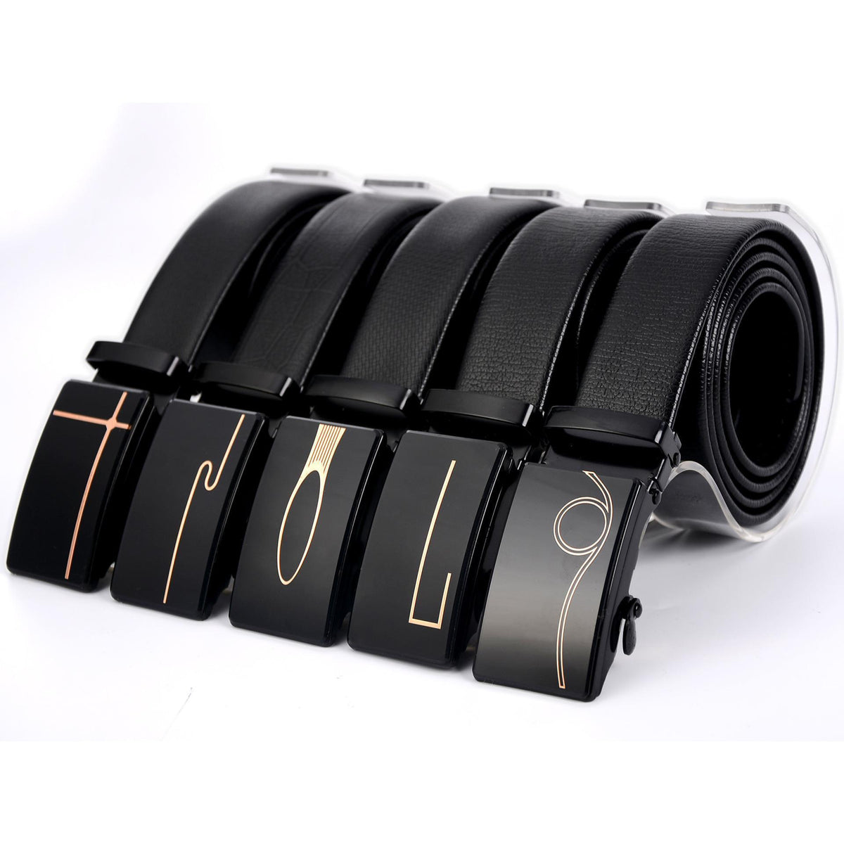 Belt Men&#39;s Automatic Buckle Belt Mirror Acrylic Iron Button Men&#39;s Business Casual Belt