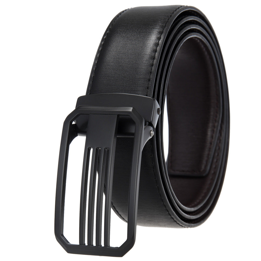 Men&#39;s Perforated Casual Two-layer Leather Belt