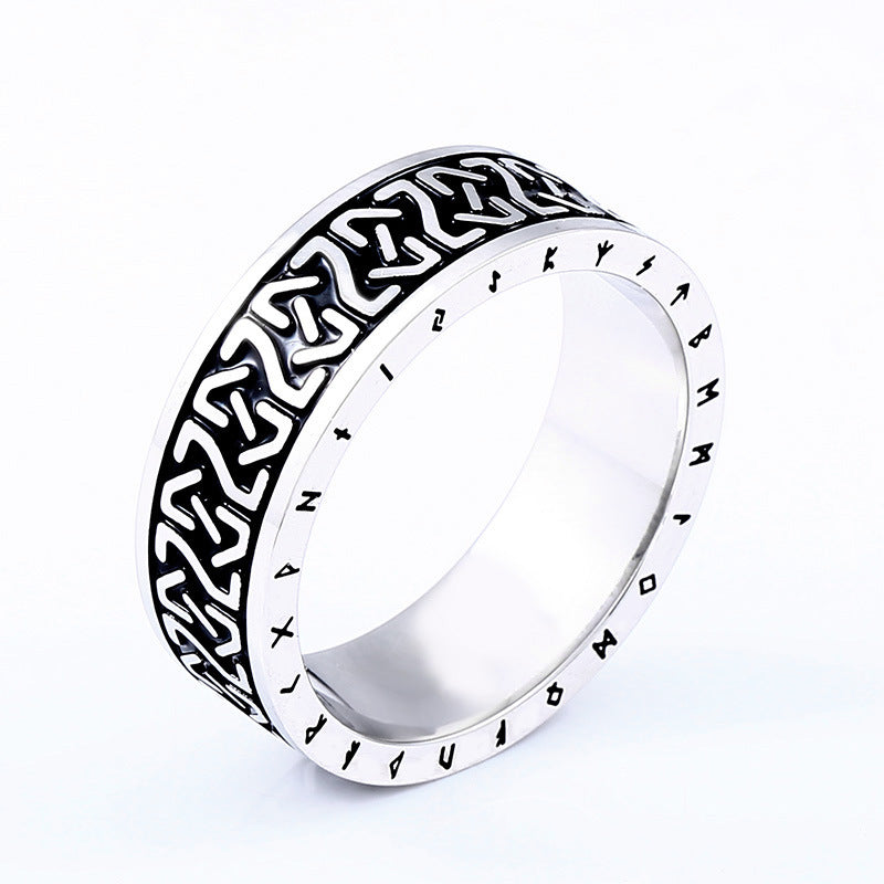 Men&#39;s And Women&#39;s Simple Viking Letter Titanium Steel Ring