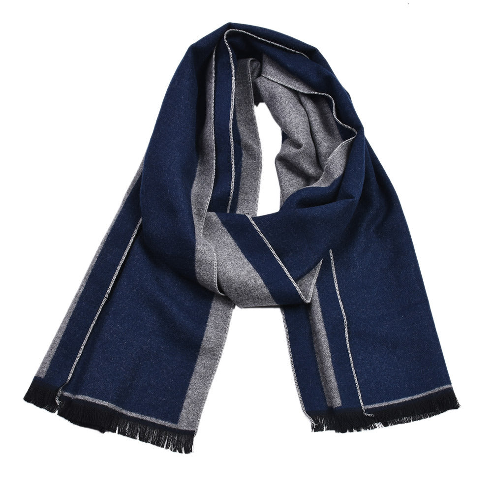 Fashionable Men&#39;s Cashmere Warm Contrast Scarf