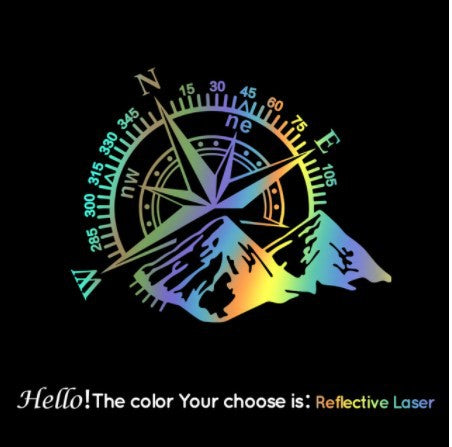 Mountain Compass Navigation Car Reflective Sticker