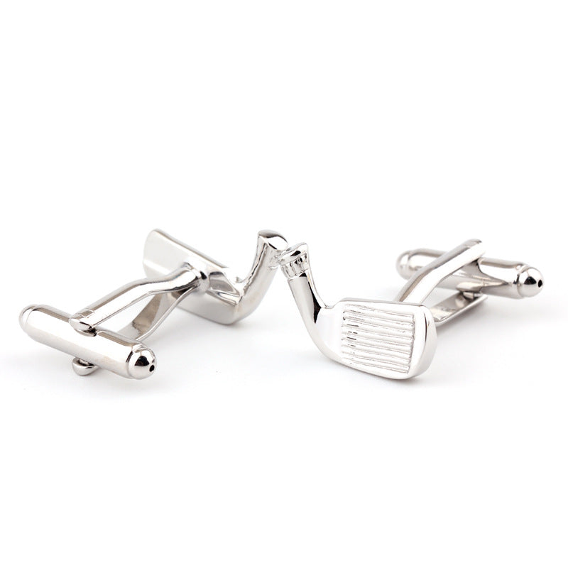 Golf Racket Shape Plain Metal French Shirt Men&#39;s Cufflinks