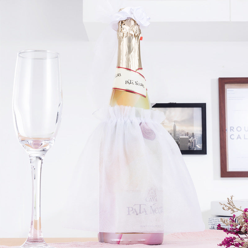 New Product Creative Wine Bottle Cover Cloth Wedding Dress Wedding Decoration