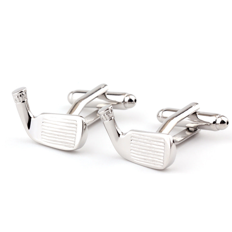 Golf Racket Shape Plain Metal French Shirt Men&#39;s Cufflinks