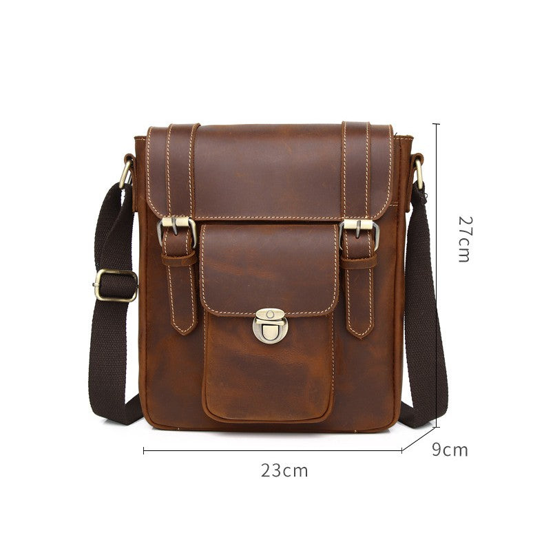 Crazy Horse Skin Men&#39;s Fashion One Shoulder Crossbody Bag