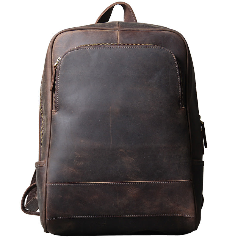 Retro First Layer Cowhide Men&#39;s Backpack Leather