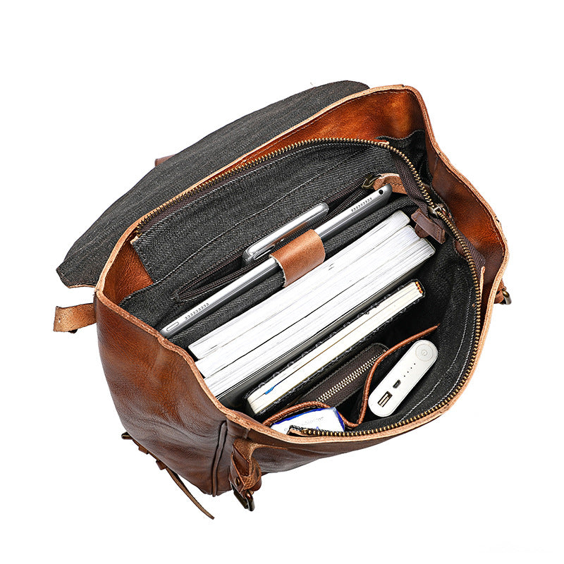 Fashion Leather Casual Business Men&#39;s Backpack