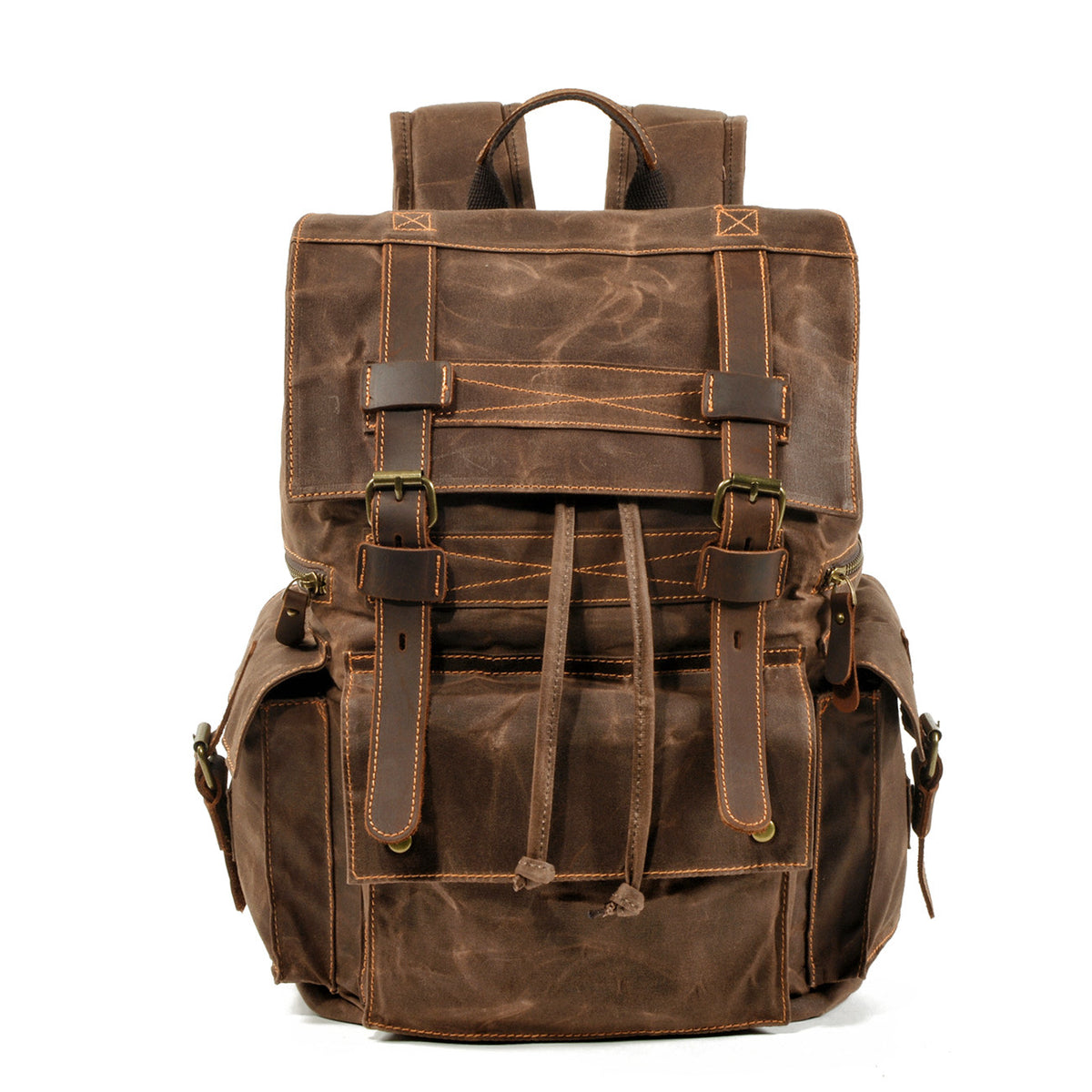 Men&#39;s And Women&#39;s Beeswax Canvas Travel Outdoor Leather Mountaineering Bag