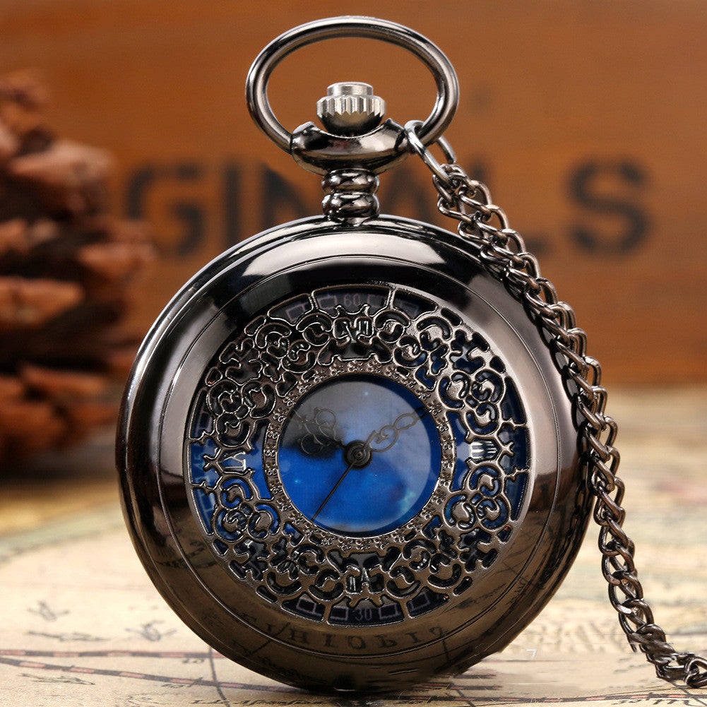 Creative Starry Literal Hollow Pattern Pocket Watch