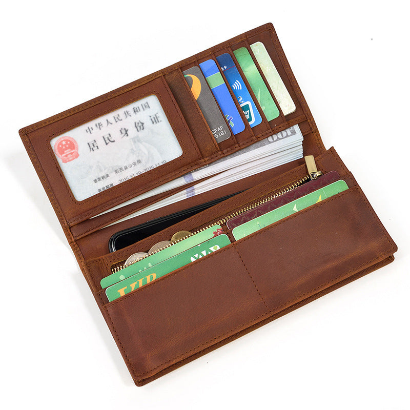 Off Crazy Horse Leather Men&#39;s Vintage Leather Wallet