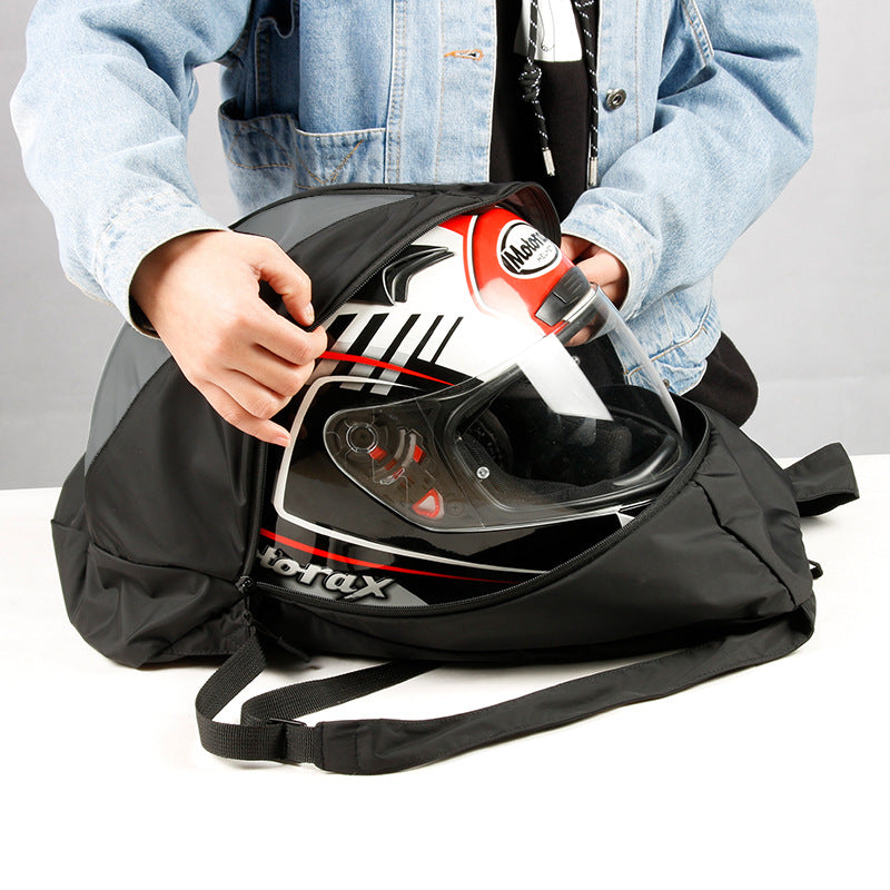 Backpack Motorcycle Riding Helmet Outside The Bag