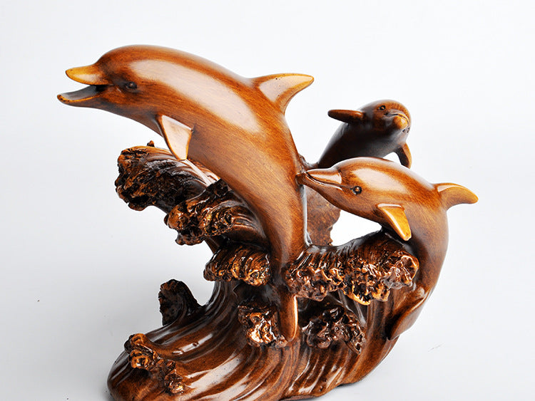 Resin Home Decoration  Bronze Crafts European Style Dolphin Wine Rack  Animal Wine  Living Room