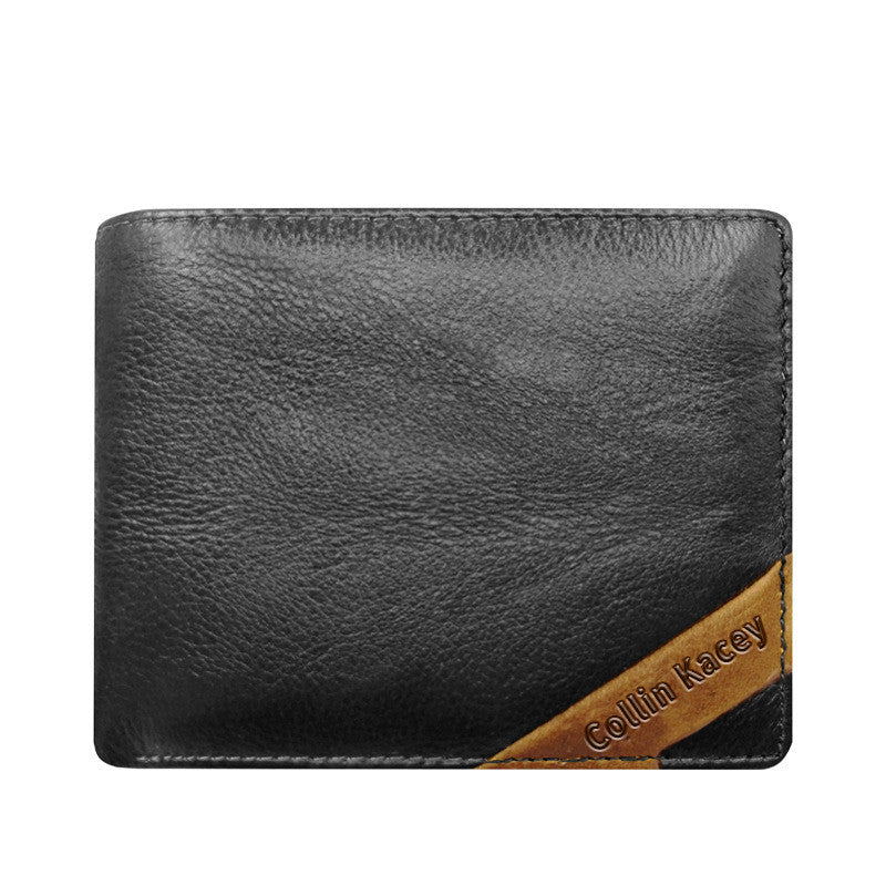 Men&#39;s Cowhide Bag Fashion Short Wallet Multi-card Wallet