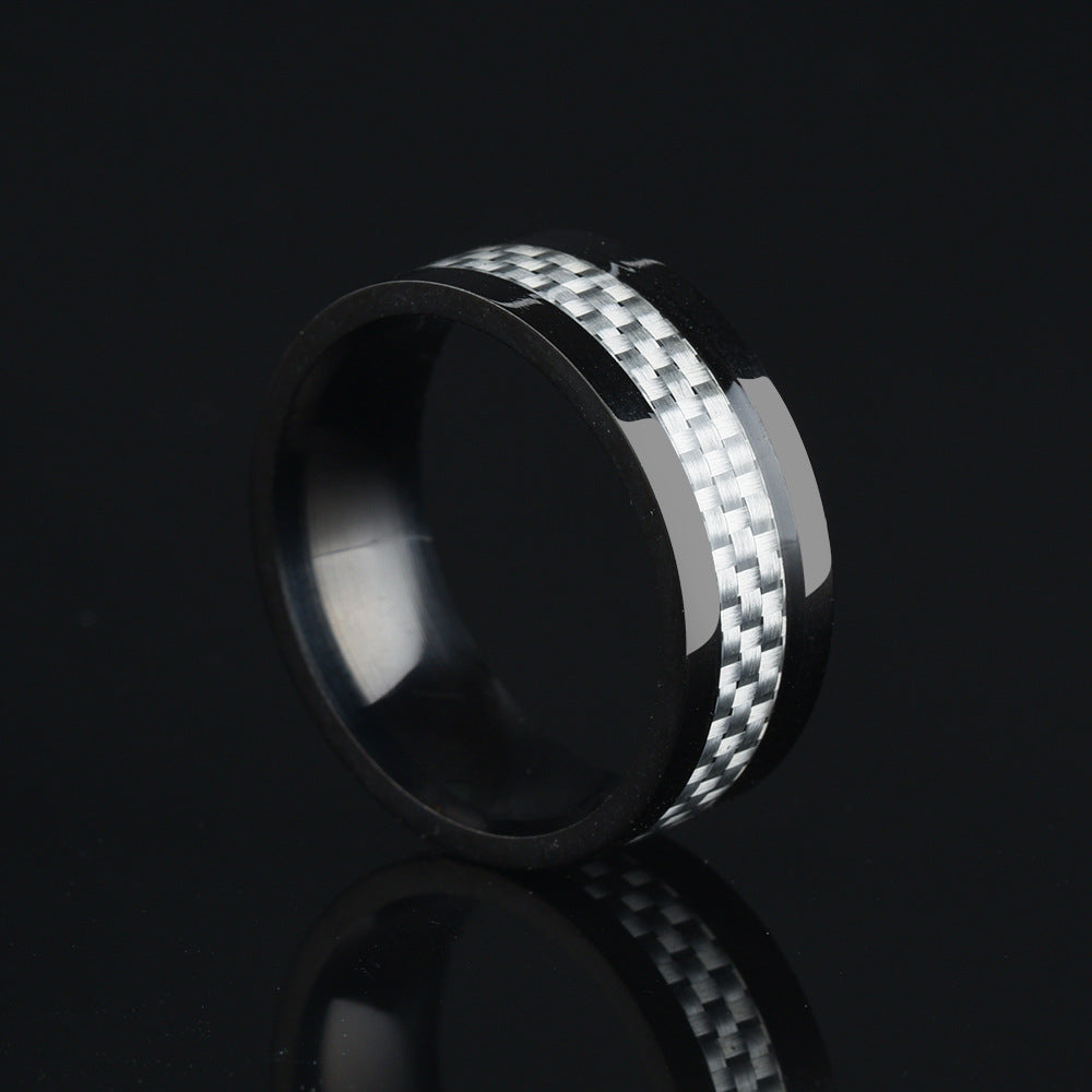 Men&#39;s Stainless Steel Carbon Fiber Ring
