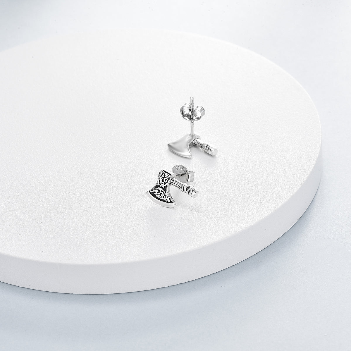 Sterling Silver Viking Axe Stud Earrings