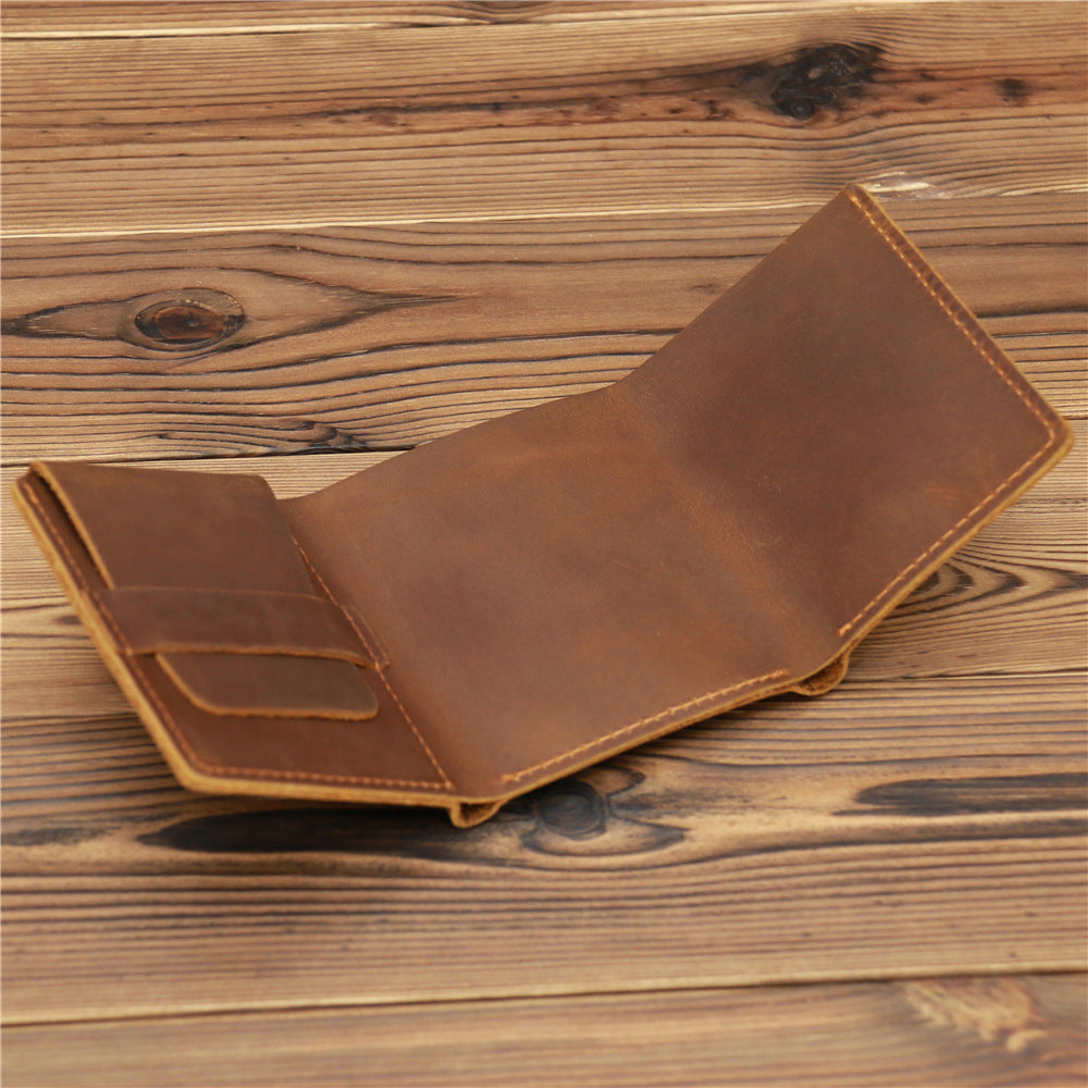 Men&#39;s Retro Crazy Horse Leather Wallet