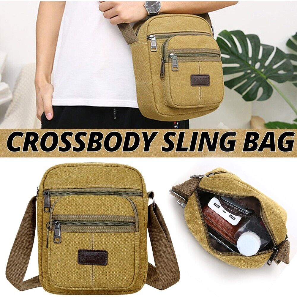 Men&#39;s Crossbody Messenger Bag Canvas Bags Casual Shoulder Satchel Handbag Pouch