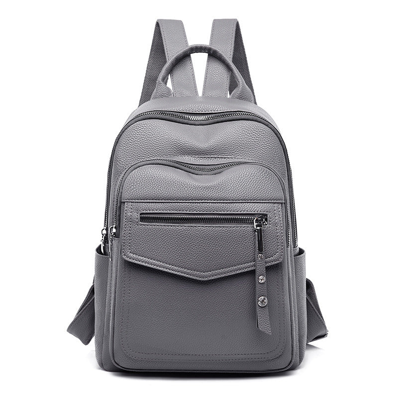 Casual Backpack Simple Large Capacity Solid Color Mother Bag