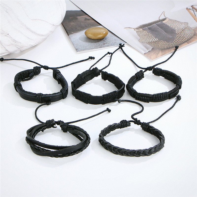 Men&#39;s Creative Vintage Leather Bracelet Set
