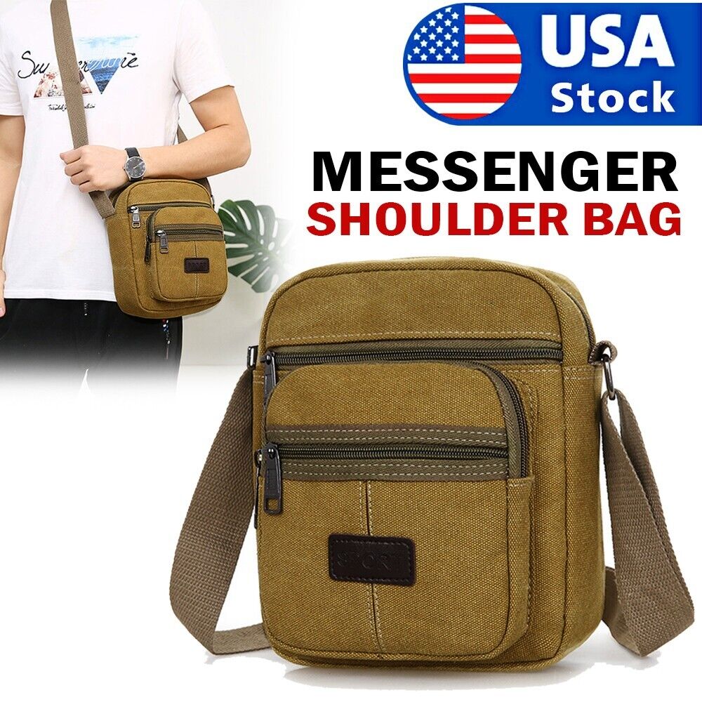 Men&#39;s Crossbody Messenger Bag Canvas Bags Casual Shoulder Satchel Handbag Pouch