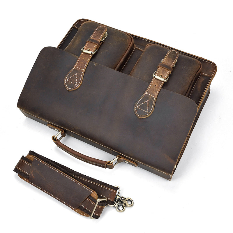 Men&#39;s Fashion Personality Leather Retro Portable Briefcase