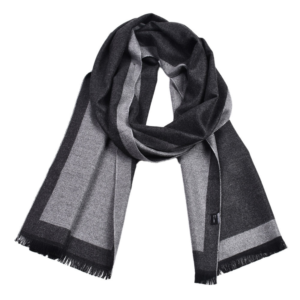 Fashionable Men&#39;s Cashmere Warm Contrast Scarf
