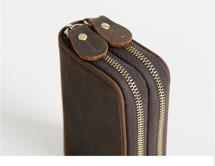 Retro Leather Hand-held Short Key Bag