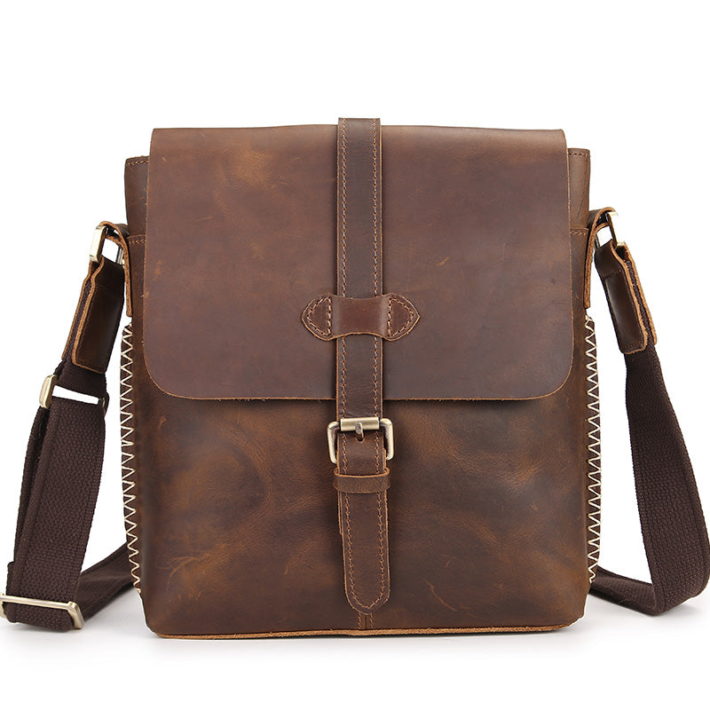 Men&#39;s Leather Top Leather Messenger Bag