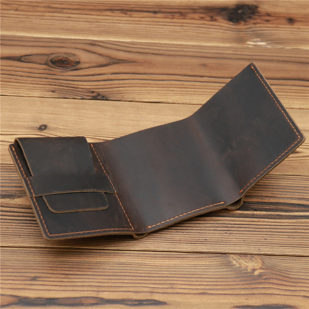 Men&#39;s Retro Crazy Horse Leather Wallet