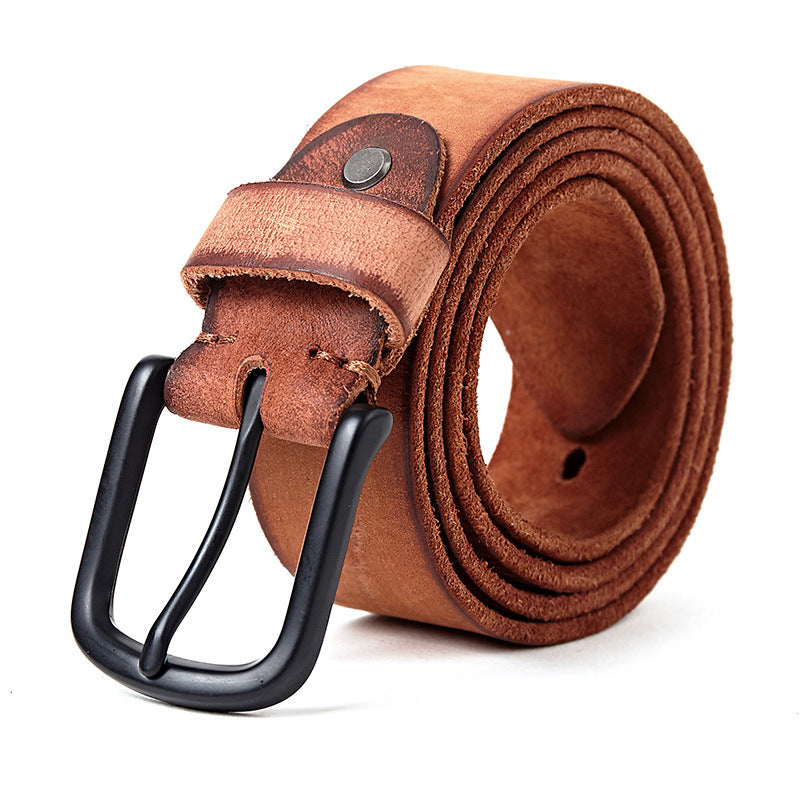 Men&#39;s Head Leather Frosted Belt