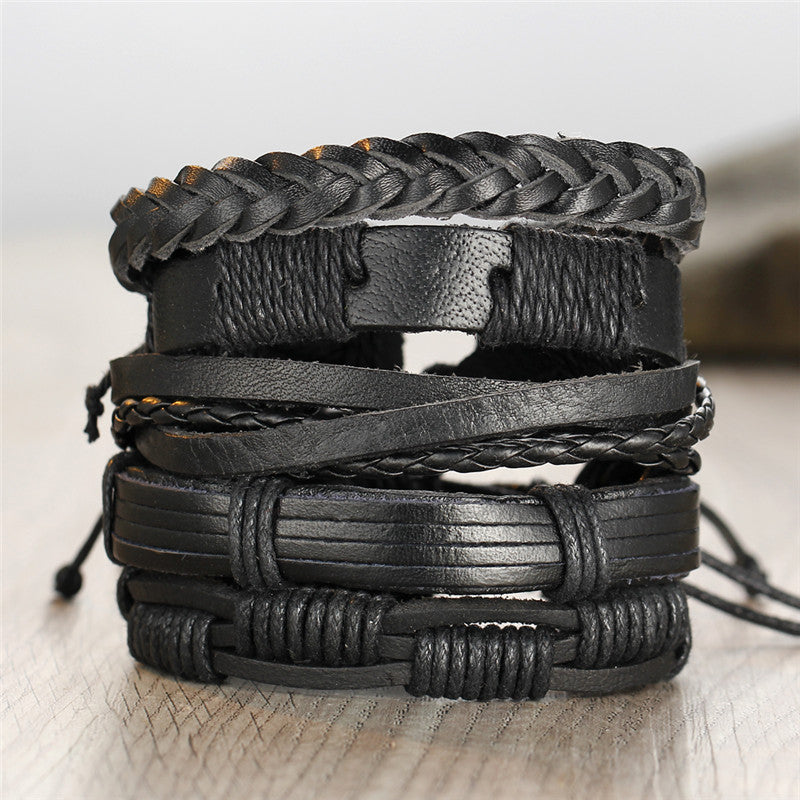Men&#39;s Creative Vintage Leather Bracelet Set