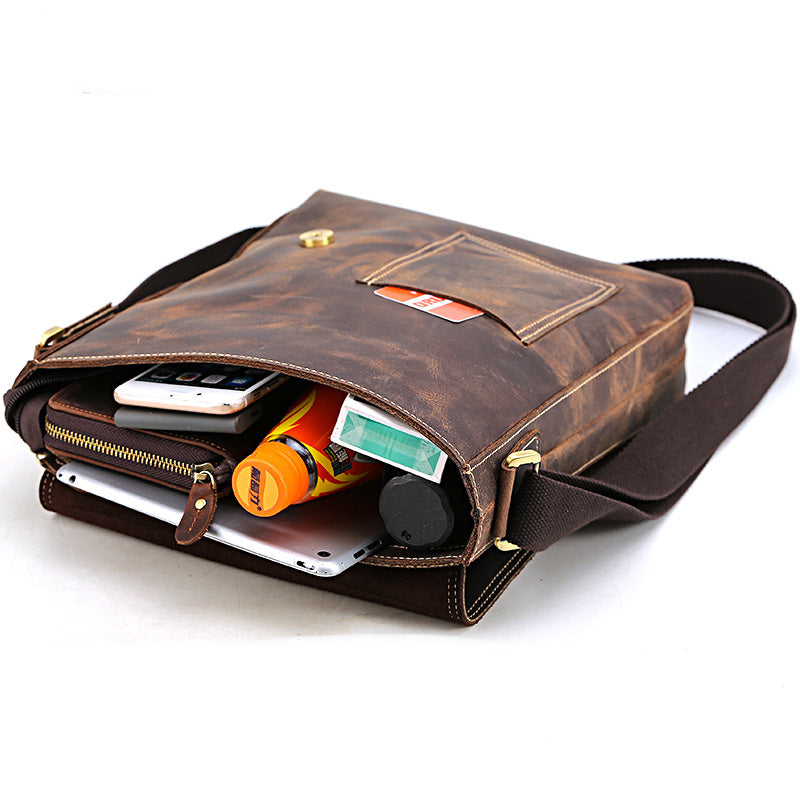 Top Layer Cowhide One-shoulder Casual Leather Men&#39;s Bag