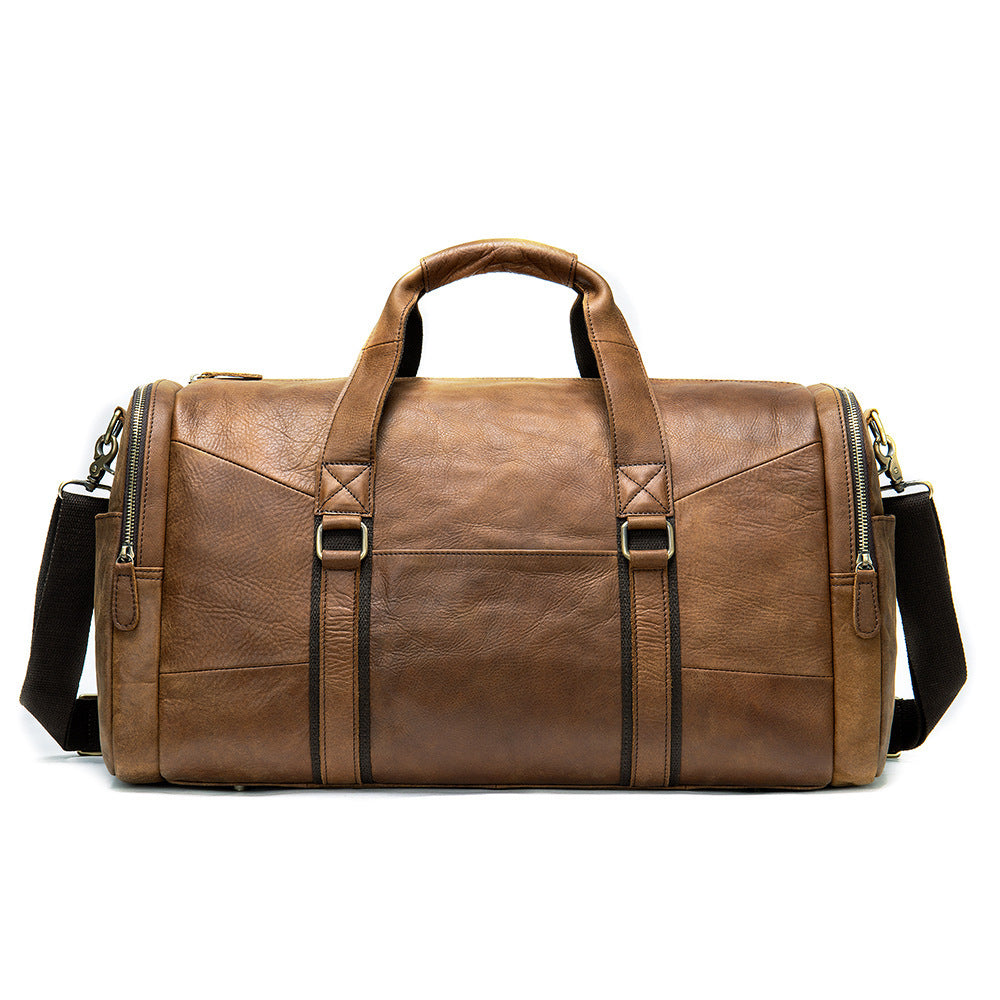 Genuine Leather Men&#39;s Business Travel Handbag Top Layer Cowhide One-shoulder Travel Bag Duffel Bag