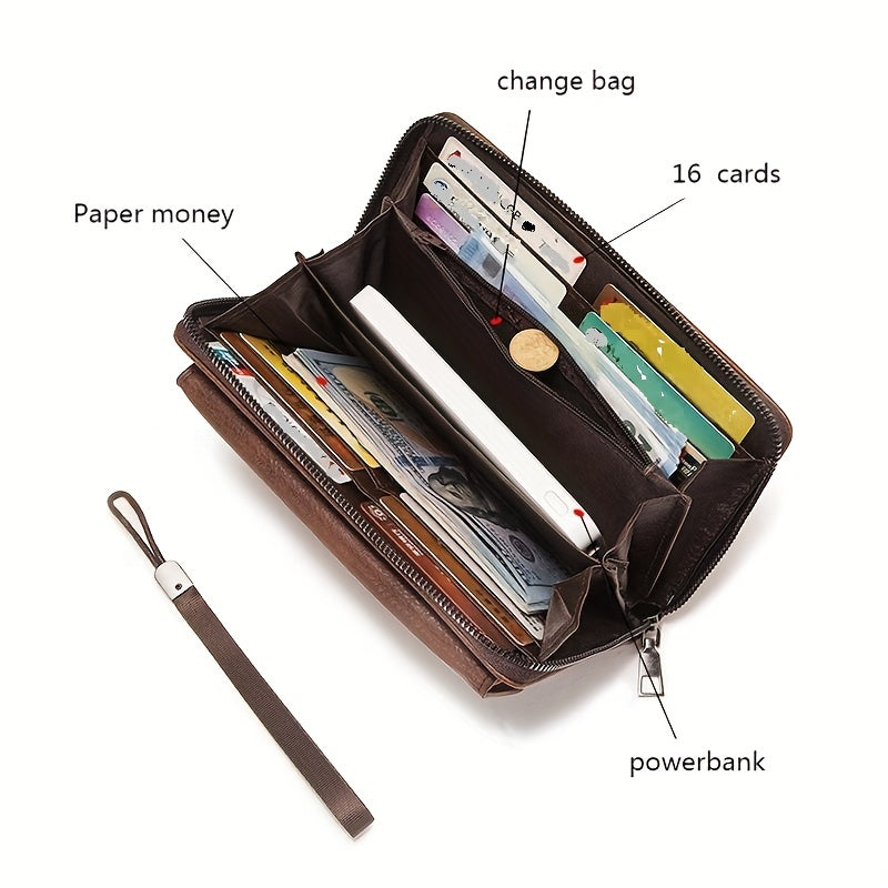 New Men&#39;s Wallet Long Fashion Soft Wallet Zipper Multi-card Wallet Mobile Phone Bag Large Capacity