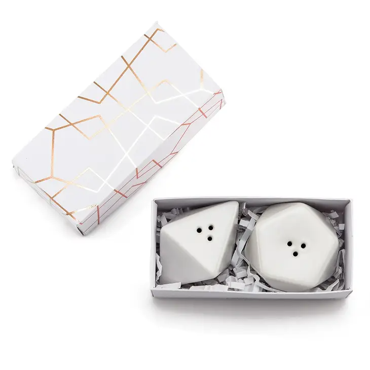White Geometric Salt &amp; Pepper Shaker Set