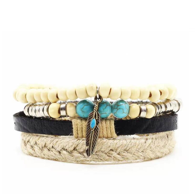 Men&#39;s Leather Vintage Braided Bracelet