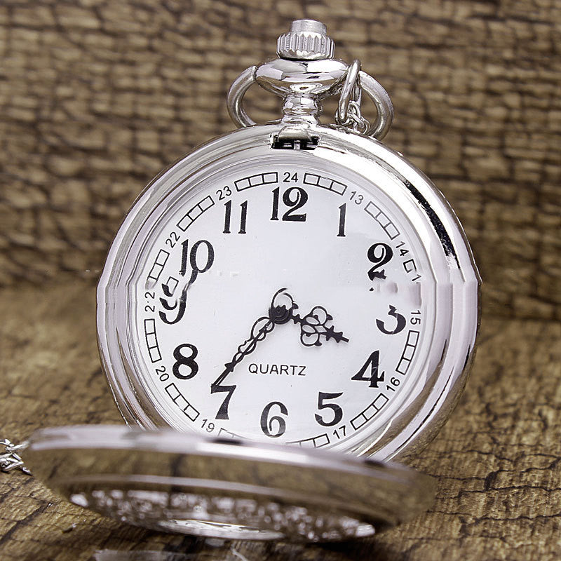 Men&#39;s And Women&#39;s Fashion Retro Hollow Clamshell Pocket Watch Necklace
