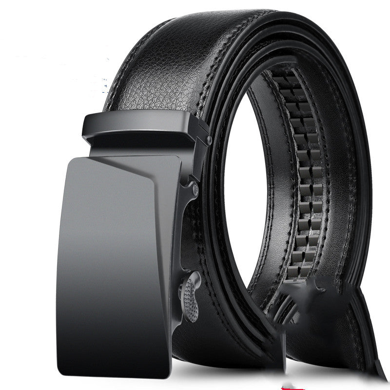 Belt Men&#39;s Leather Automatic Buckle Pure Cowhide Belt