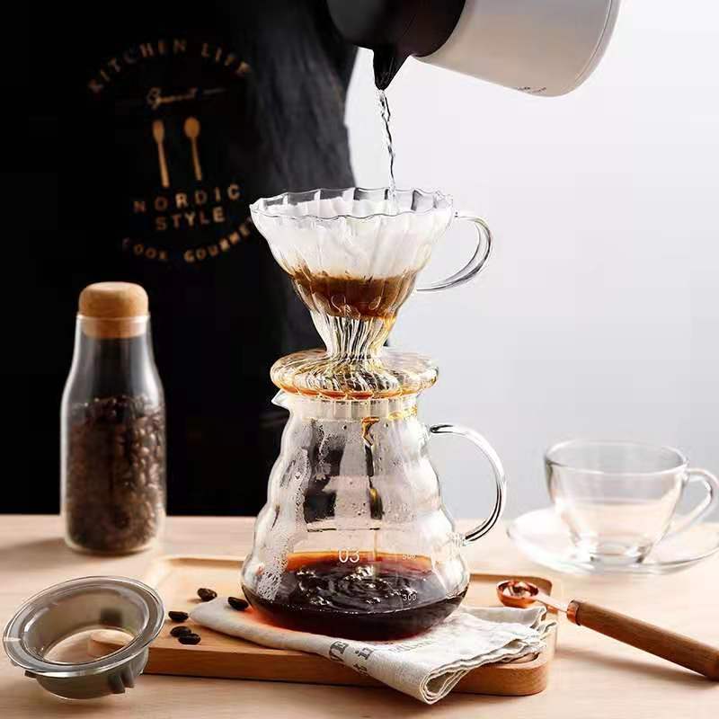 High Borosilicate Glass Cloud Coffee Pot Filter Cup