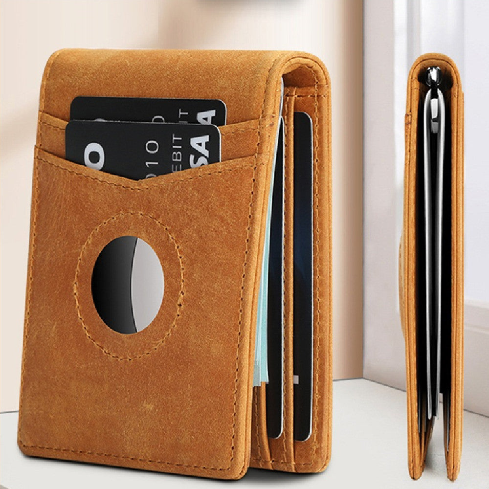 Anti-theft Brush Genuine Leather Men&#39;s Wallet