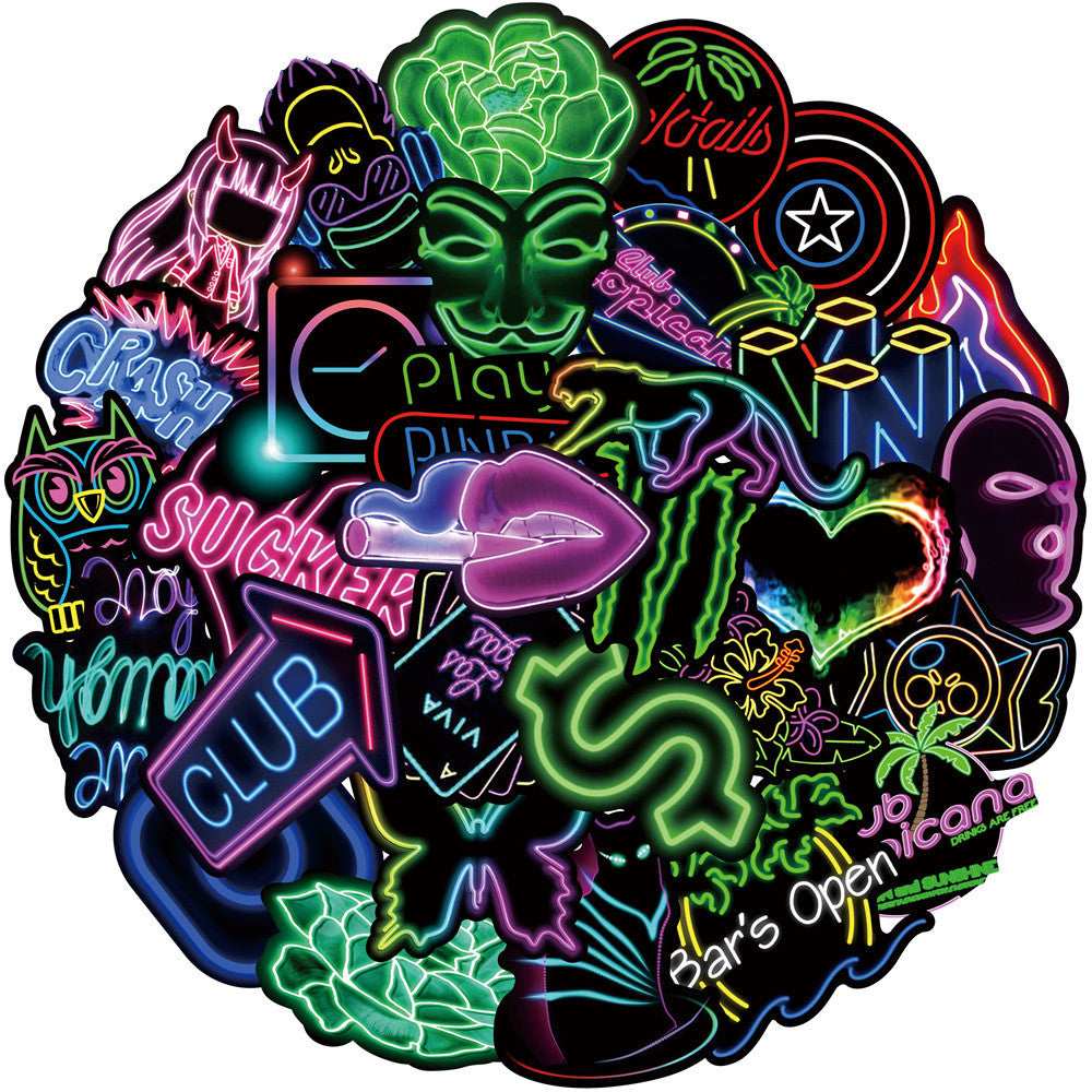 New Neon Graffiti Sticker Car Water Cup Laptop Sticker