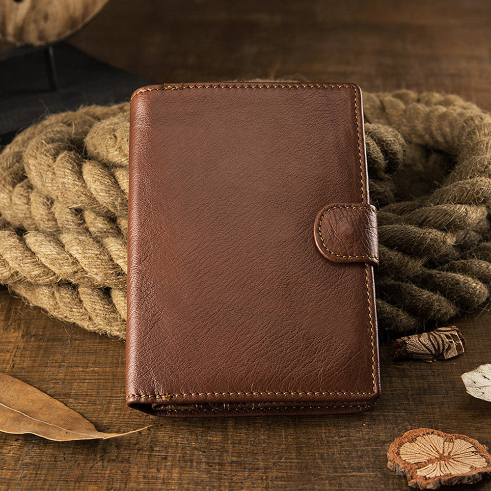 Men&#39;s Handmade Literary Vertical Leather Wallet