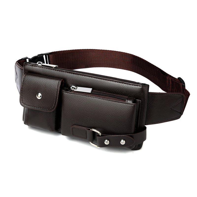 Men&#39;s Belt Bag Classic Solid Color PU Leather Waist Bag Outdoor Leisure Travel Fanny Pack Purse