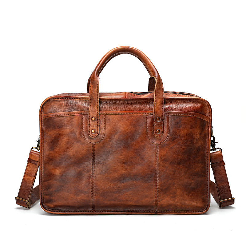 Large Capacity Multifunctional Vintage Leather Men&#39;s Briefcase