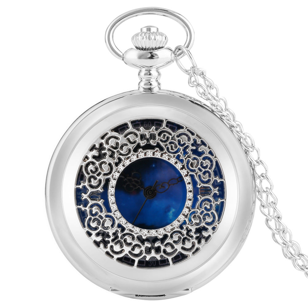 Creative Starry Literal Hollow Pattern Pocket Watch