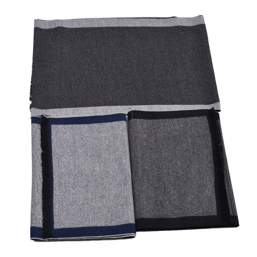 Fashionable Men&#39;s Cashmere Warm Contrast Scarf